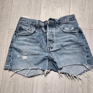 Levi's Distressed Light Blue Denim Cutoff Shorts
